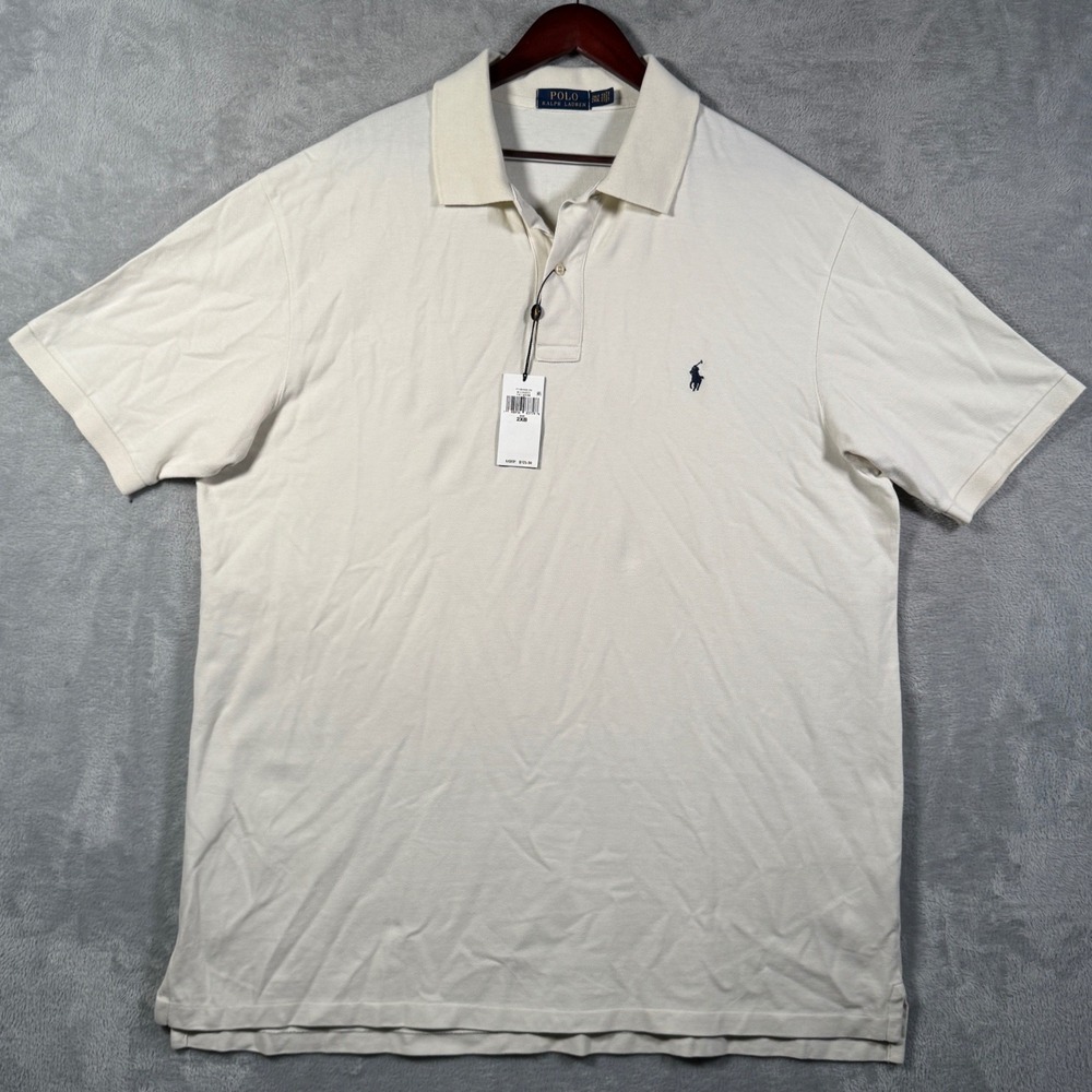 Polo Ralph Lauren Polo Shirt Mens 2XB 2XL Big Pale Cream Classic Fit Mesh $125